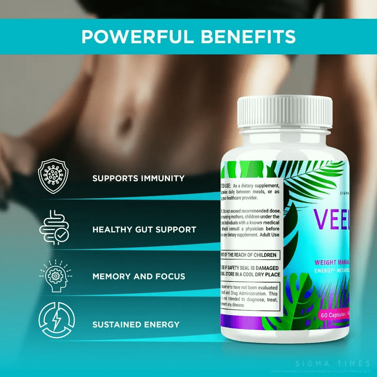 Veelo Slim Advanced We-ight loss Pills to Burn Fat for Energy 60 Capsules